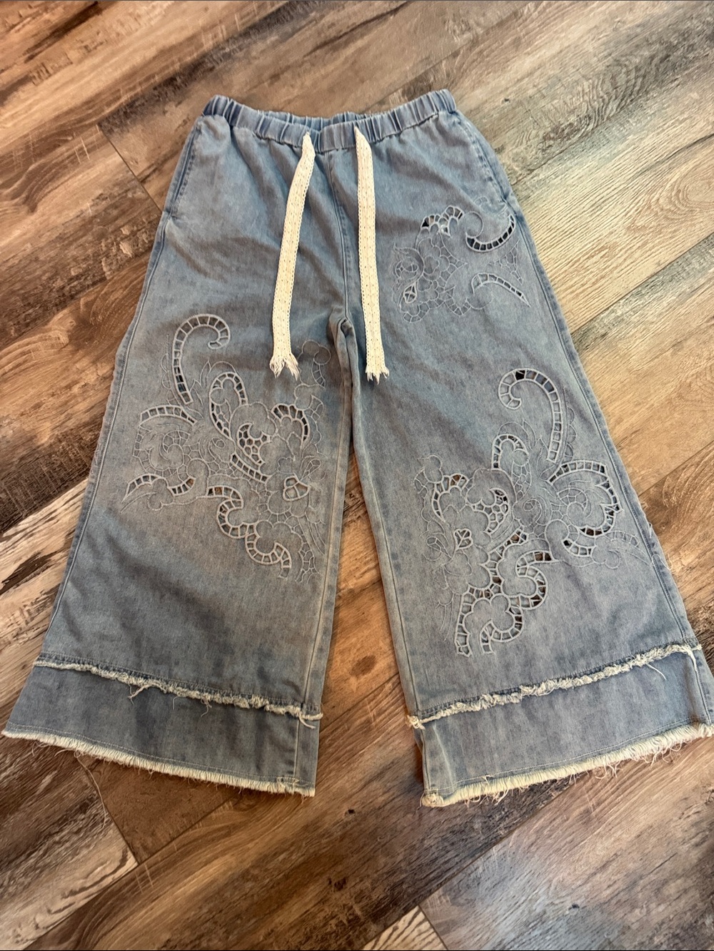 POL Light Blue Women’s Wide Leg Jeans with Cut Outs - Picture 3 of 5